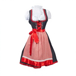 Robe Dirndl bavaroise pour femme avec ceinture ventrale en dentelle, boutonnée, teinte unie, décontractée, été, couleur unie, en coton, écologique, ODM, vente en gros - Product Image 1