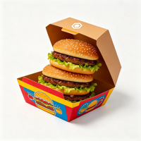 Boîte à hamburger en carton blanc biodégradable avec logo personnalisé, écologique, jetable, pour emporter, emballage pour restauration rapide