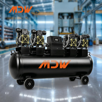 Compresseur d'air industriel portable à piston 180L à quatre moteurs, 6752W, 700L/min, sans huile, silencieux, refroidi par air, multi-tension AC