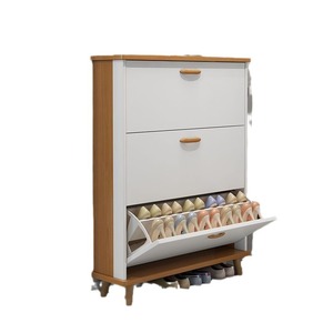 رف أحذية عمودي معدني بتصميم حديث ورفيع للغاية بسعة كبيرة ، خزانة حائطية متعددة الطبقات ، أبيض - Product Image 5