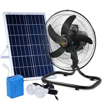 Ventilateur solaire électrique d'extérieur OEM, 12 pouces, portable, rechargeable, batterie 4,5 Ah, 3 vitesses, lumière nocturne, autonomie 3-10 heures