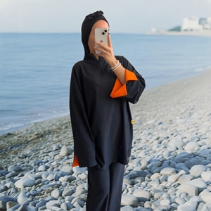 アンチUVイスラム教徒の水着控えめな女性ヒジャーブ長袖水着イスラムヒジャーブ3ピースブルキニ - Product Image 1