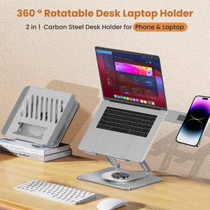 Support d'ordinateur portable ergonomique rotatif à 360 degrés 2026, robuste et réglable, avec support pour téléphone portable - Product Image 4