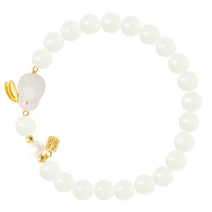 Pearl Jade Rabbit Bracelet For Women Light Luxury Animal Zodiac Charm Jewelry Gift - Product Image 5
