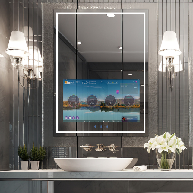 Custom Smart Waterproof China Magic Mirror LED TV Frameless Mirror TV for Luxury Hotel Home Decoration and Health Monitoring