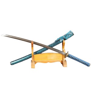 <span class=keywords><strong>Katana</strong></span> de 103 cm, fabriqué à Longquan, <span class=keywords><strong>forgé</strong></span> à la main, en acier T10 trempé à l'argile, bleu fluorescent, modèle métallique haut de gamme, cadeau pour homme, accessoire de cosplay. - Product Image 6