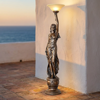 Lampe Statue de Déesse Classique en Bronze - Sculpture d'Art Fine Faite à la Main par Coulée à la Cire Perdus, Sculpture en Bronze
