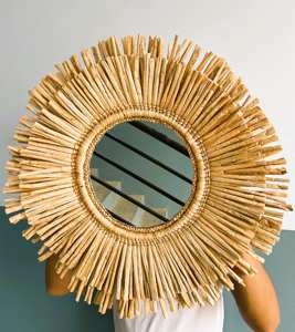 Handmade Water Hyacinth <b>Wall</b> Mirror Sunburst Decorative Woven Mirror for <b>Boho</b> Home Decor Art <b>Wall</b> <b>Hanging</b> for Living Room - Product Image 6