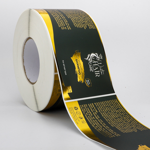 Étiquettes personnalisées en vinyle imperméable pour bouteilles de shampoing, autocollants rectangulaires en rouleau avec estampage à chaud doré pour produits capillaires et de beauté - Product Image 5