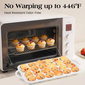 MUYULINS Factory 24-cup LFGB non-stick BPA Free metal reinforced frame mini silicone cupcake pan American <b>cake</b> <b>tin</b> baking mold - Product Image 3