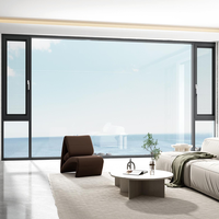 Ventana Abatible de Aleación de Aluminio Personalizada a Precio de Fábrica, Ventanas de Vidrio con Rotura de Puente Térmico de Ahorro Energético, Diseño Moderno para Baño