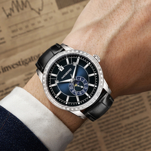 Montre de luxe HANBORO 5A, mouvement automatique, boîtier en acier inoxydable, bracelet en cuir de vachette, fermoir papillon, 5 ATM - Product Image 5