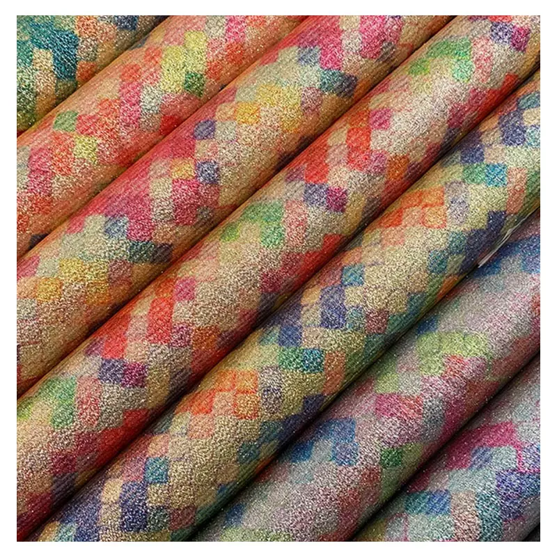 Sud-est asiatico stile India filo piccolo quadrato stampato in pelle di Glitter tessuto per fiocchi borse e scarpe