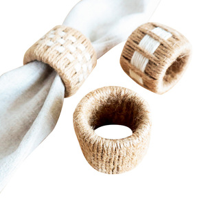 Style nordique en gros fait à la main en coton naturel <span class=keywords><strong>toile</strong></span> <span class=keywords><strong>de</strong></span> <span class=keywords><strong>jute</strong></span> anneau <span class=keywords><strong>de</strong></span> <span class=keywords><strong>serviette</strong></span> <span class=keywords><strong>de</strong></span> mariage - Product Image 1