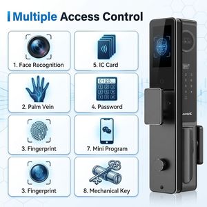 Serrure intelligente Premium 3D Face ID avec déverrouillage à distance WiFi Tuya, empreinte digitale biométrique et écran IPS de 4,5 pouces - Product Image 2