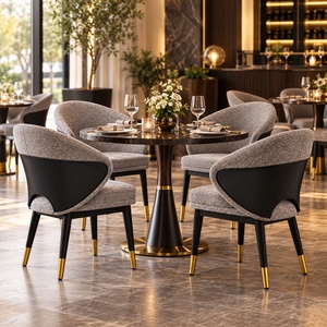 Silla de Comedor Moderna Tapizada con Respaldo Curvo, Tela Gris, Patas Doradas, Envío en EE. UU. - Product Image 2