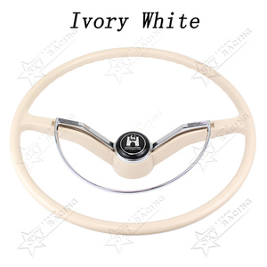 พวงมาลัยโครเมียมแบบ 2 ก้าน สีขาวงาช้าง เทา ดำ คลาสสิก สำหรับรถโฟล์คสวาเกน บีเทิล วีดับบลิว บัก คาร์มันน์ เกีย ไทป์ 3 ปี 1962-1971 - Product Image 4