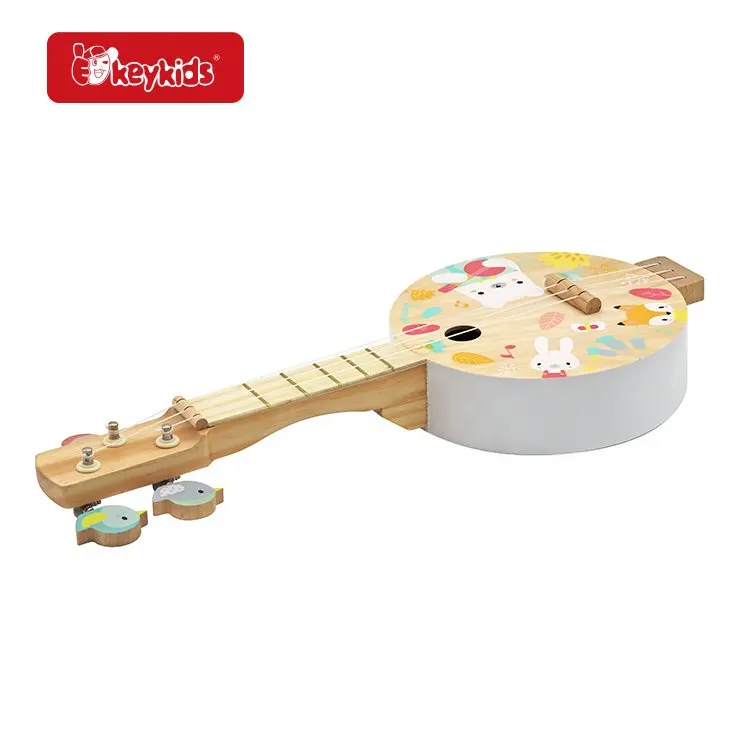 Educational Musical Instrument Cartoon Mini Wooden Guitar Toy For Kids W07H066