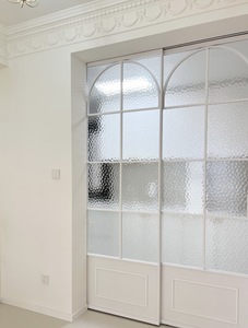 Porte coulissante en aluminium avec verre, style français, décoration intérieure blanche, porte de séparation pour cuisine, salle à manger, chambre - Product Image 2