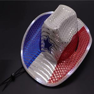 Sombrero Vaquero Patriótico de Fieltro con LED Personalizado, Bandera de EE. UU. Roja, Blanca y Azul, Fedora con Impresión UV, Regalo Personalizado para el Día de la Independencia del 4 de Julio - Product Image 2