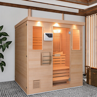 Sauna Offre Spéciale à infrarouge à spectre complet avec panneau de commande Sauna d'intérieur finlandais avec poêle à sauna