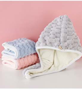 Serviette double couleur épaississante Turban pour filles à séchage rapide avec bouton réglable pour femmes cheveux humides <span class=keywords><strong>anti</strong></span>-frisottis - Product Image 1