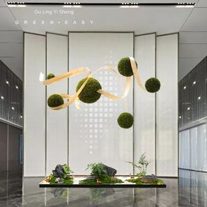 Boule de mousse de simulation de soie, décoration intérieure de plafond et de fenêtre, modélisation créative, boule d'herbe verte pour hôtel - Product Image 2