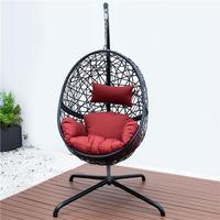 Balançoire de patio Chaise œuf en osier rotin moderne Chaise balançoire suspendue d'intérieur avec support