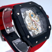 SPARKTIME Ultra Thin Tonneau Case Correa de nailon Movimiento hueco transparente Reloj de moda deportivo de cuarzo de aleación para hombre