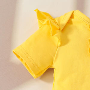 Летнее хлопковое пальто для девочки 2025 года с коротким рукавом, милым цветочным принтом, бантом, пуговицами и плиссировкой по бокам, размер 2T, ODM-поставка - Product Image 6