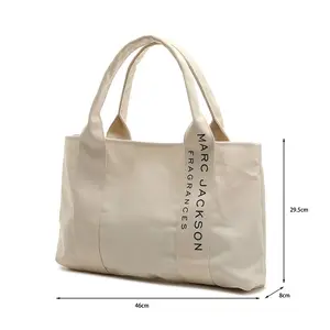 Kunden spezifische faltbare weiße Tasche mit großer Kapazität, lässige Einkaufstasche, Einkaufstasche aus Baumwolle