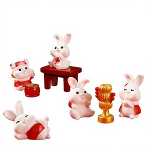 ของตกแต่งกระต่ายเรซิ่นขนาดเล็กน่ารักสำหรับเทศกาลปีใหม่ งานรื่นเริง และอุปกรณ์ตกแต่งสวน - Product Image 1