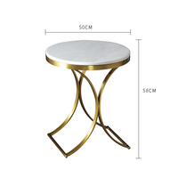 Table basse ronde moderne en acier inoxydable doré avec plateau en marbre, idéale pour le salon, le canapé ou comme table d'appoint de chambre à coucher – Grande Vente