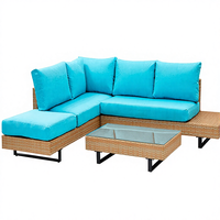 Ensemble de canapé d'extérieur en rotin d'acier moderne confortable et durable 3 pièces