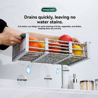 Égouttoir de lavabo métallique flexible et réglable, fixation par vis, stable, antidérapant, pour fruits et légumes