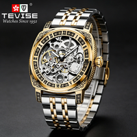 Montre mécanique automatique de luxe TEVISE pour homme, bracelet en acier inoxydable, étanche 3BAR