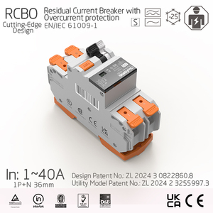 Disjoncteur différentiel 2P 36mm RCBO 40A avec protection contre les surintensités, en cuivre et plastique, industriel, IEC EN61009-1 pour CAS - Product Image 4