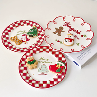 Ensemble de vaisselle en céramique de 8 pouces avec un charmant dessin animé du Père Noël, assiette à dessert en porcelaine, bol à soupe, tasse à thé pour le goûter, pour la maison et les cadeaux