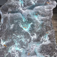 Table à thé Glacier en cristal platine Transparent tabouret en résine de luxe ondulation de l'eau cristal Iceberg Islande Table d'appoint sur mesure