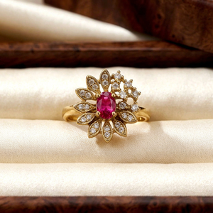 Premium Brass Gold Plated Teardrop CZ Floral Paisley <b>Adjustable</b> Finger <b>Rings</b> Set Women's Ethnic Wedding Bridal Jewelry - Product Image 1