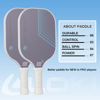 Ensemble de raquettes de pickleball personnalisables avec motif bleu dégradé Loki approuvé par l'USAPA avec 4 raquettes de pickleball en fibre de carbone