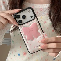 Coque de téléphone tendance en cuir texturé rose avec nœud, compatible iPhone 17 Pro Max, iPhone 16 et iPhone 15