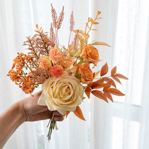 Bouquet de fleurs artificielles CallaFloral, rose en tissu tissé plastique, décoration de mariage CF02119 - Product Image 2