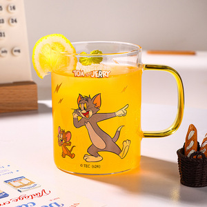 Tom And Jerry Glass Mug 500Ml Cartoon Design With Spoon Gift For Women - Product Image 1
