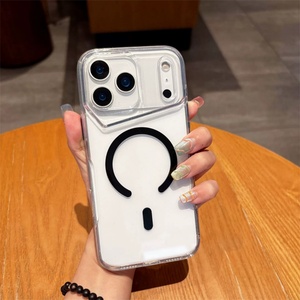เคสโทรศัพท์มือถือแบบใสแม่เหล็กแฟชั่น สำหรับ iPhone 17 11 12 13 Pro Max 16 Plus 17 Air พร้อมปุ่มโลหะ ป้องกันด้านหลัง - Product Image 2