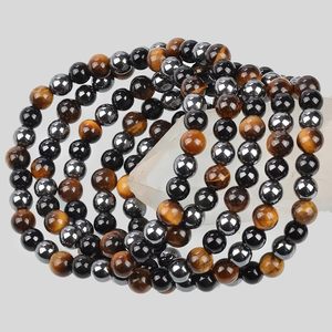 Pulsera <span class=keywords><strong>de</strong></span> Piedras Naturales con Protección Triple <span class=keywords><strong>de</strong></span> <span class=keywords><strong>Ónix</strong></span>, Ojo <span class=keywords><strong>de</strong></span> Tigre y Hematita, 4mm 6mm 8mm 10mm, Joyería <span class=keywords><strong>de</strong></span> Moda con Cuentas - Product Image 2