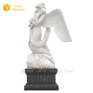 Stone Sculpture Natural Marble Stone Mother And Children Statue For Garden