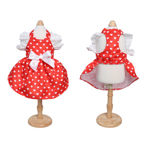 Robe de princesse pour chat pour la Saint-Valentin, imprimé cœur rouge, polyester, vêtements d'été pour chat - Product Image 3