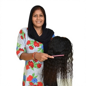 Extensiones de cabello humano rizado, mechones de trama doble de color negro Natural, pelo indio barato crudo alineado con cutícula Virgen al por mayor - Product Image 1