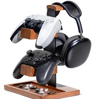 Support de manette et casque double en bois massif, non pliable, pour Xbox, PS4, PS5